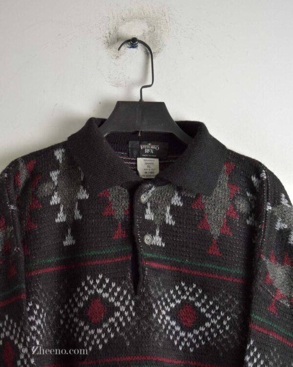 بافت وینتیج مشکی یقه دار Vittorio Rex