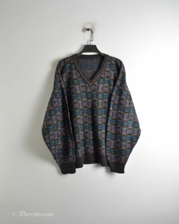 بافت وینتیج یقه هفت طرح دار