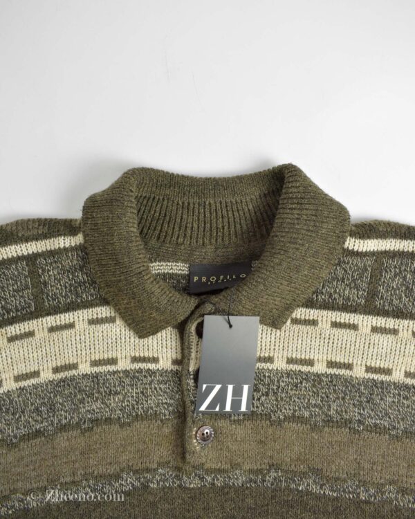 بافت وینتیج یقه دار سه دکمه Profilo