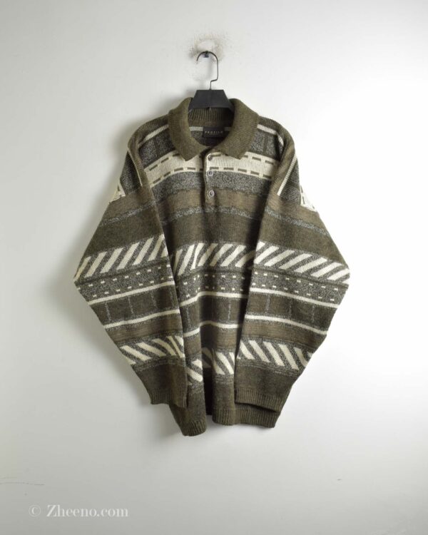 بافت وینتیج یقه دار سه دکمه Profilo