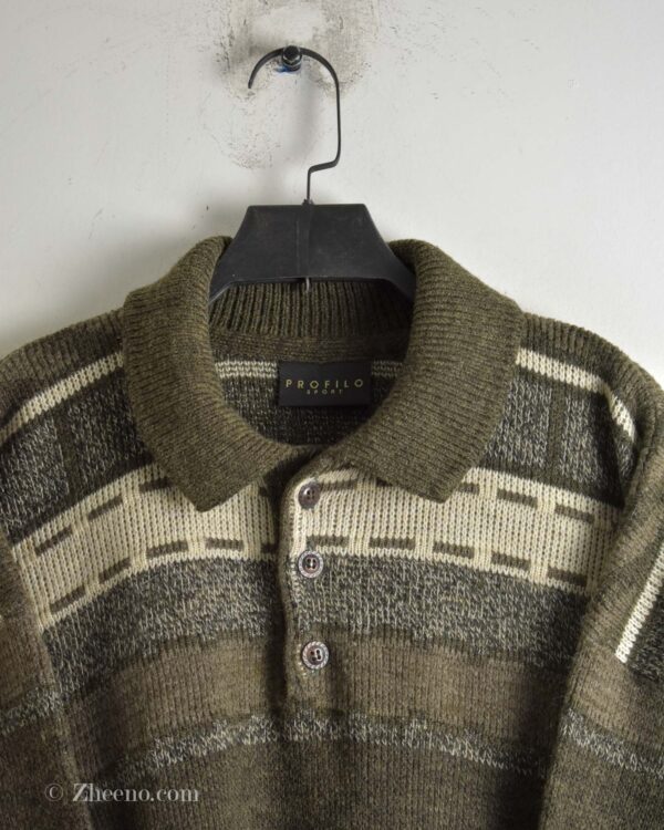 بافت وینتیج یقه دار سه دکمه Profilo