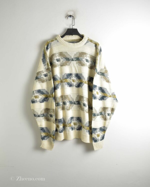 بافت وینتیج شیری طرح دار