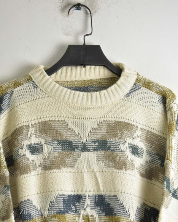 بافت وینتیج شیری طرح دار