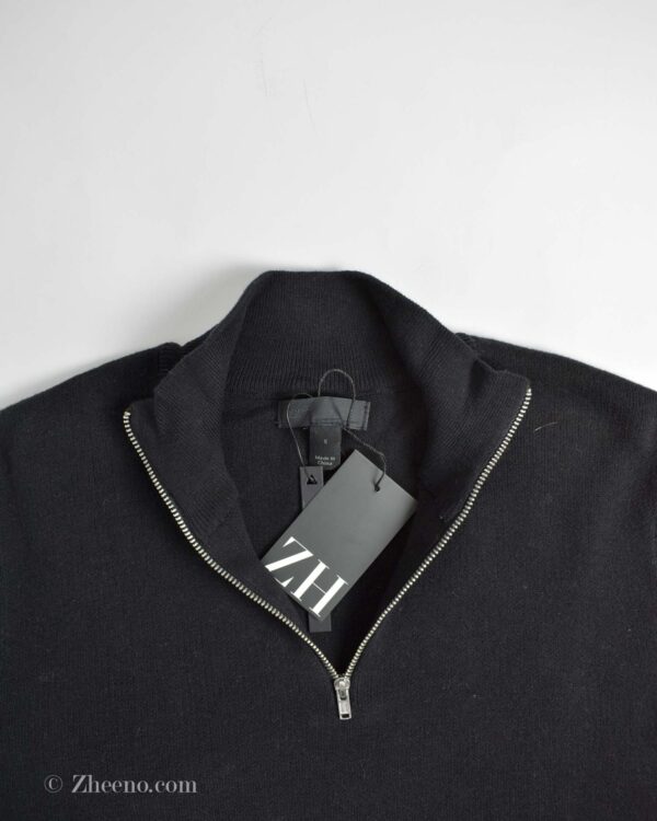 نیم زیپ بافت ساده مشکی Asos