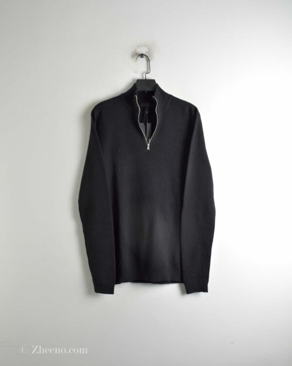 نیم زیپ بافت ساده مشکی Asos