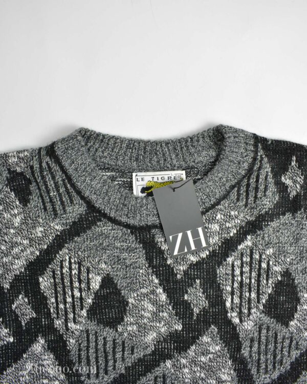 بافت وینتیج طوسی طرح دار Le Tigre