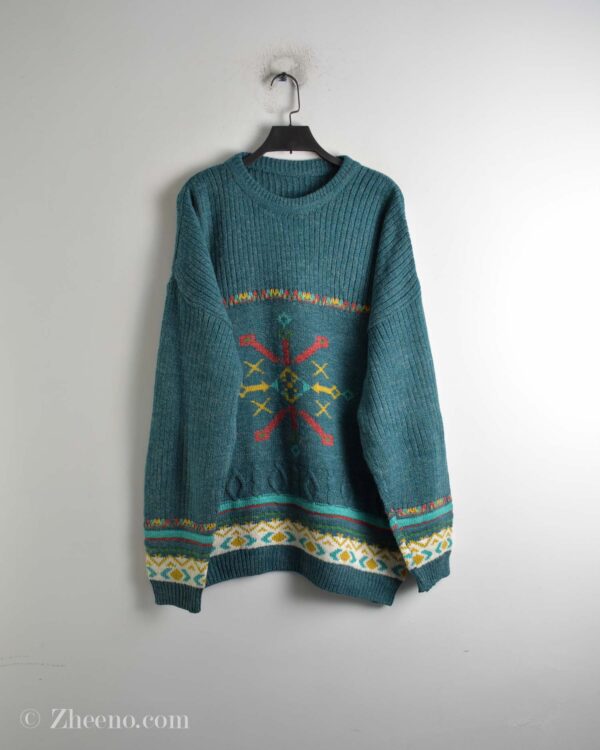 بافت وینتیج سبزآبی طرح دار