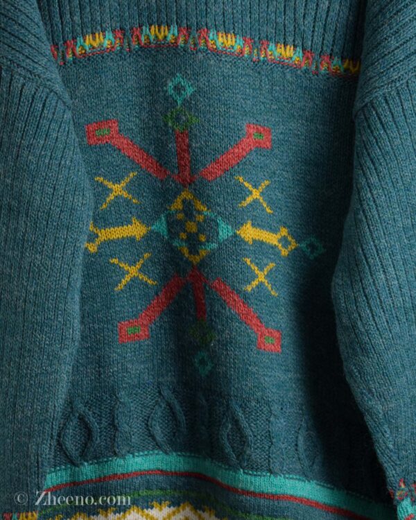 بافت وینتیج سبزآبی طرح دار