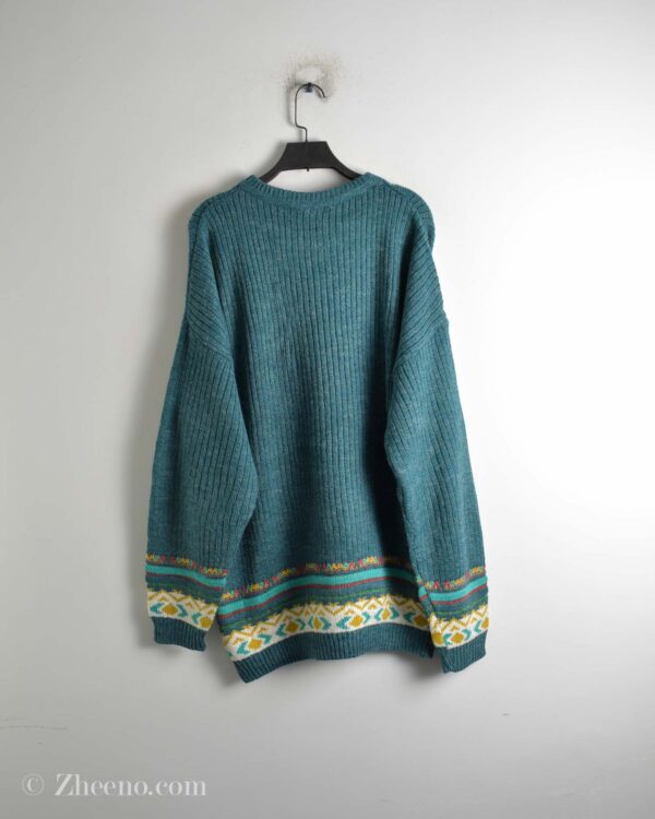 بافت وینتیج سبزآبی طرح دار