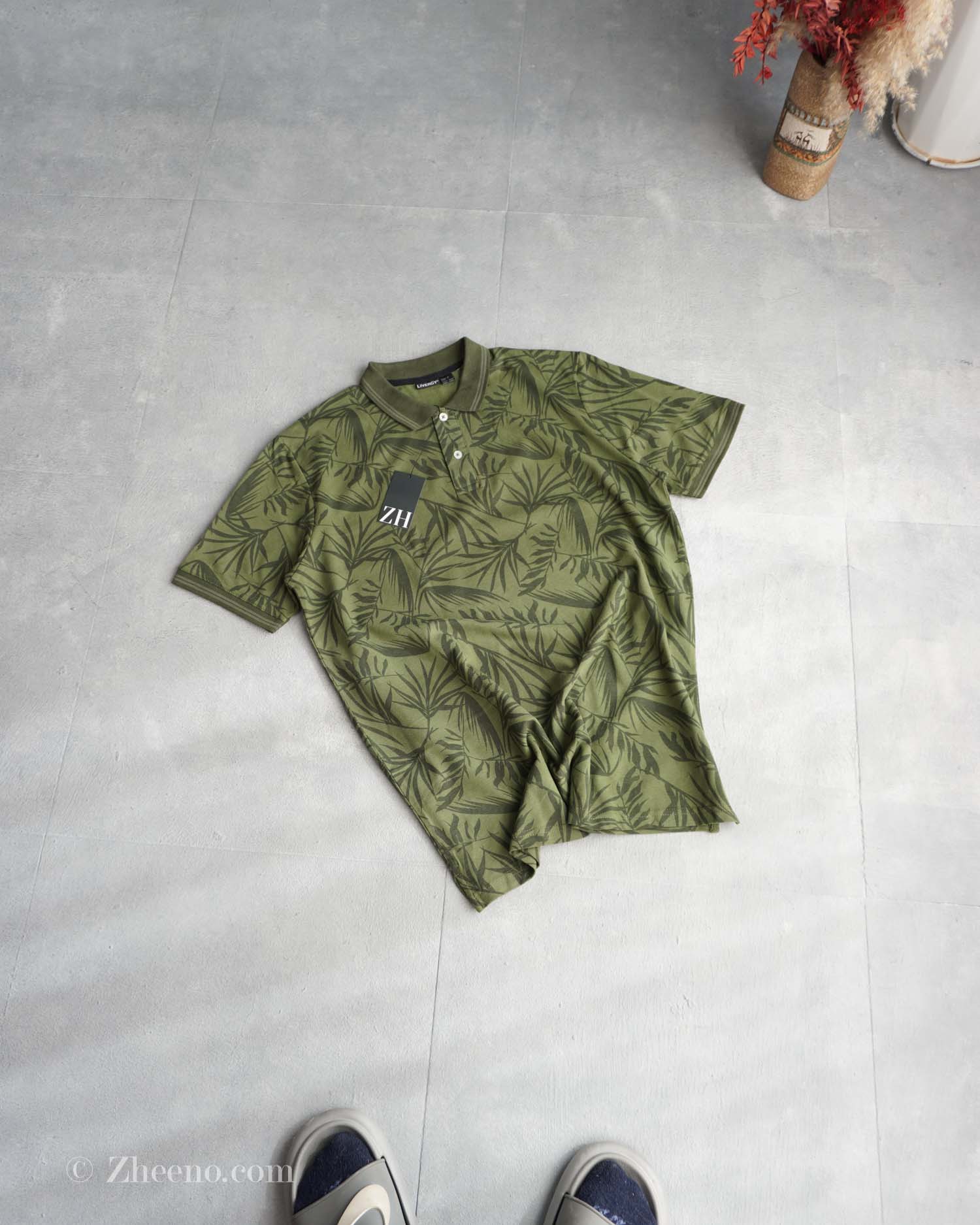 پولوشرت سبز طرح برگ Livergy
