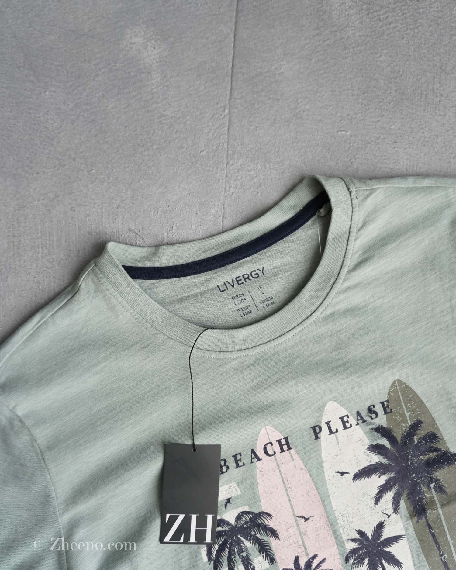 تیشرت یقه گرد سبز کمرنگ Livergy