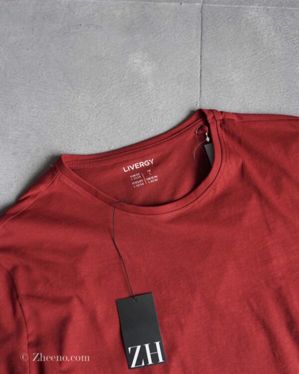 تیشرت یقه گرد قرمز ساده Livergy