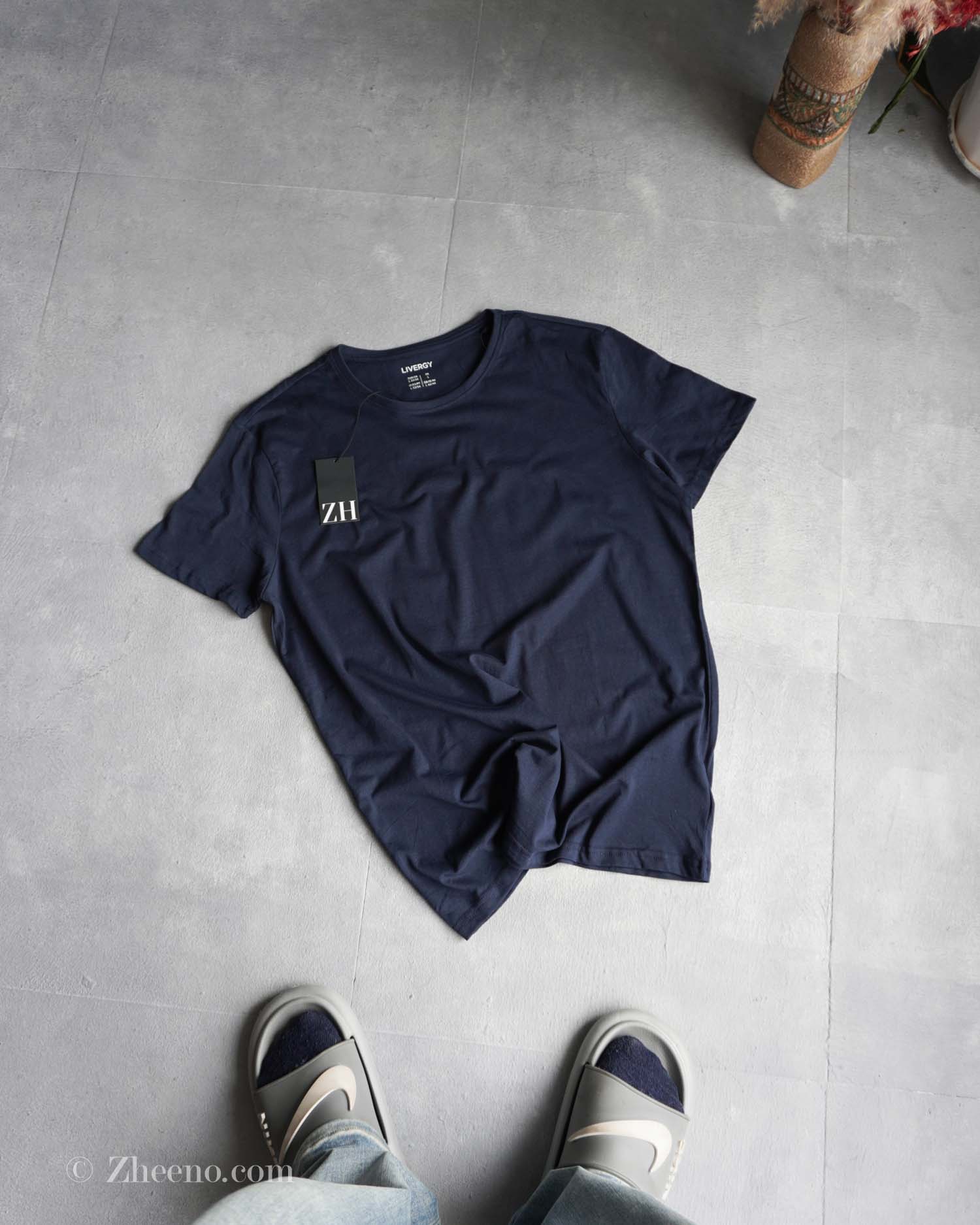 تیشرت یقه گرد سرمه‌ ای ساده Livergy