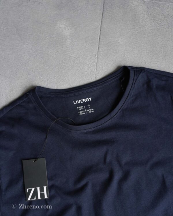 تیشرت یقه گرد سرمه‌ ای ساده Livergy