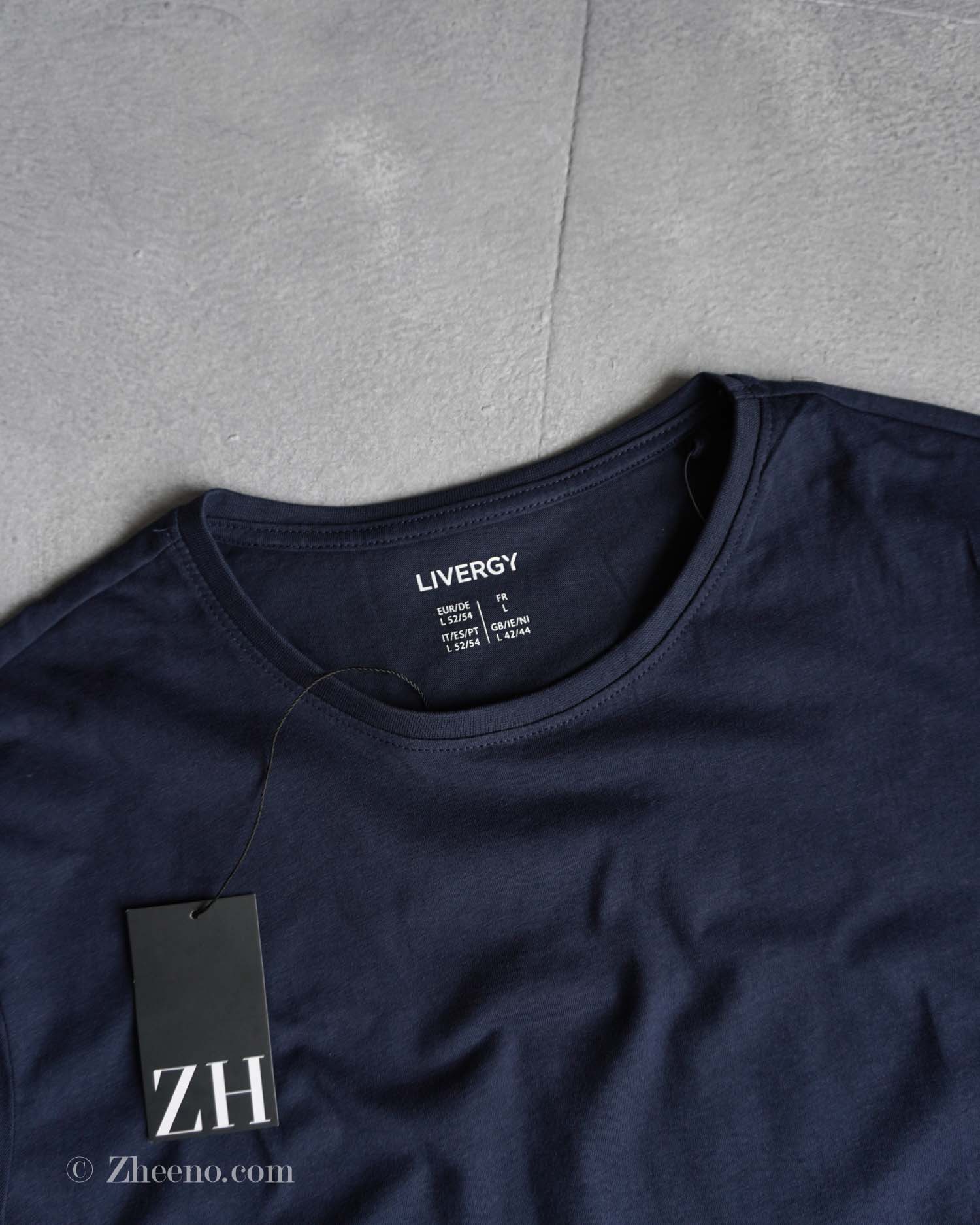 تیشرت یقه گرد سرمه‌ ای ساده Livergy
