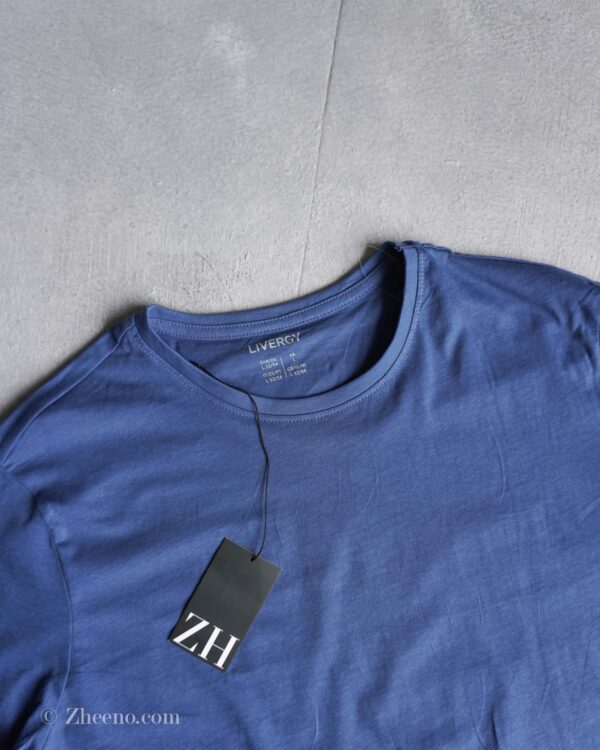 تیشرت یقه گرد آبی ساده Livergy