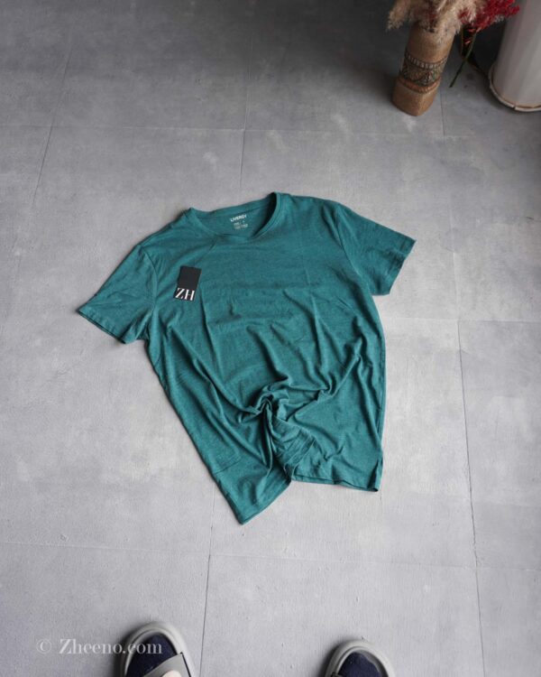 تیشرت یقه گرد فیروزه‌ای تیره ساده Livergy