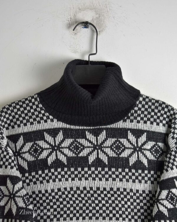 بافت وینتیج یقه اسکی سیاه سفید