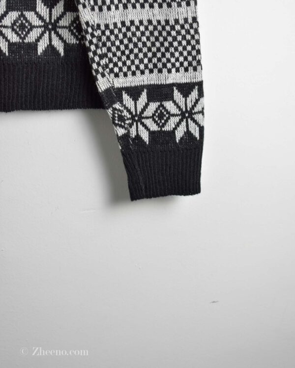 بافت وینتیج یقه اسکی سیاه سفید