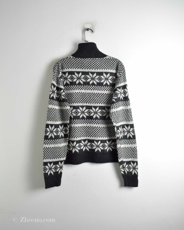 بافت وینتیج یقه اسکی سیاه سفید