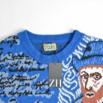 بافت وینتیج آبی طرح دار YWFG