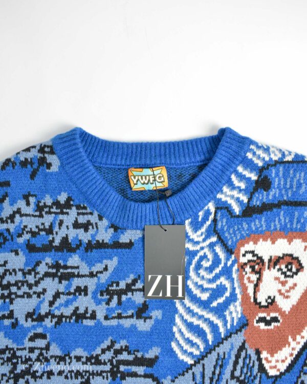 بافت وینتیج آبی طرح دار YWFG