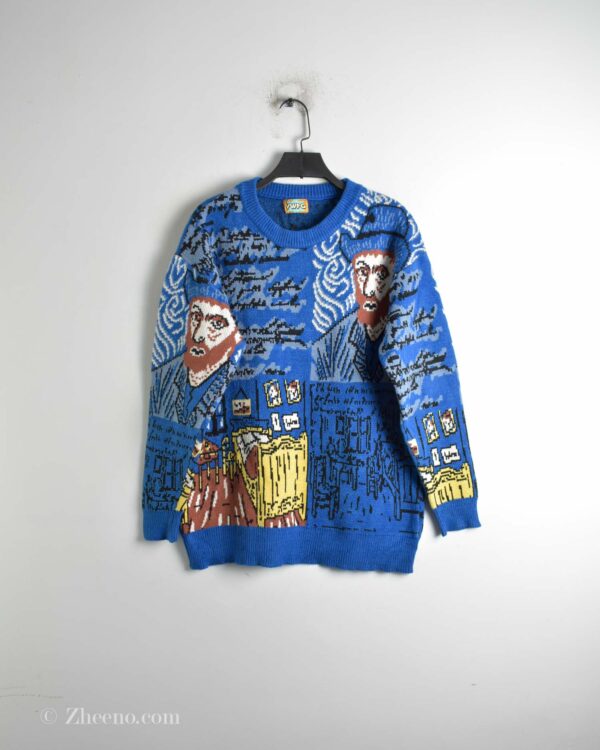 بافت وینتیج آبی طرح دار YWFG