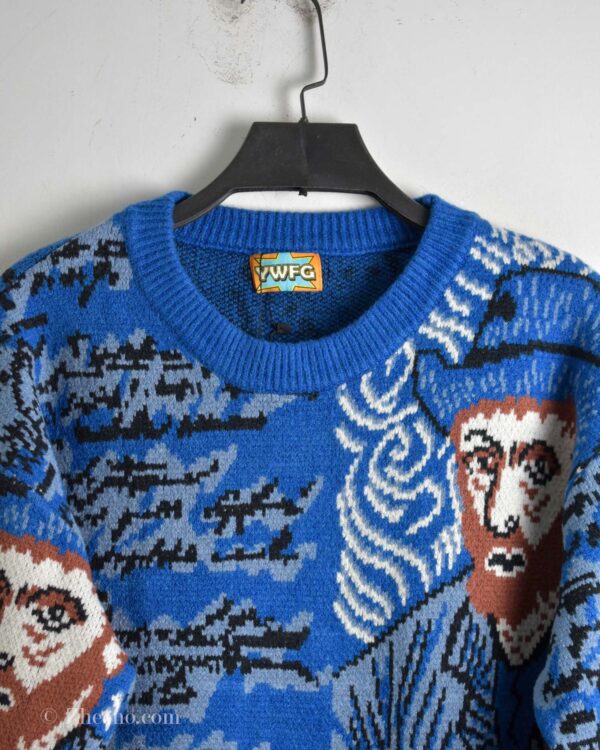 بافت وینتیج آبی طرح دار YWFG