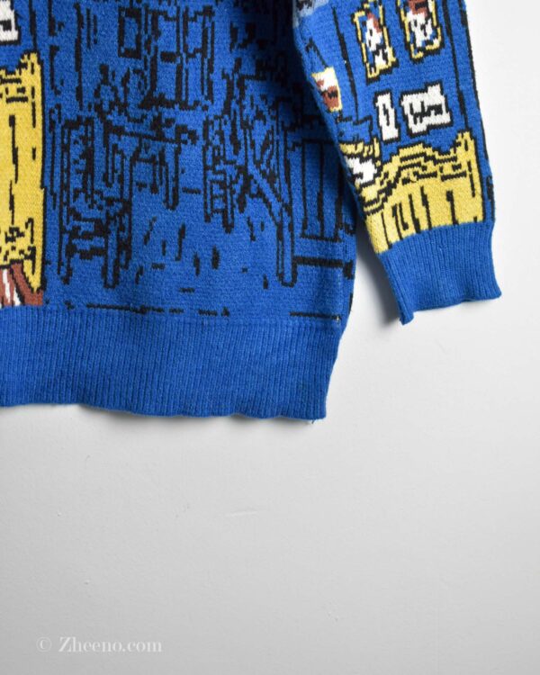 بافت وینتیج آبی طرح دار YWFG