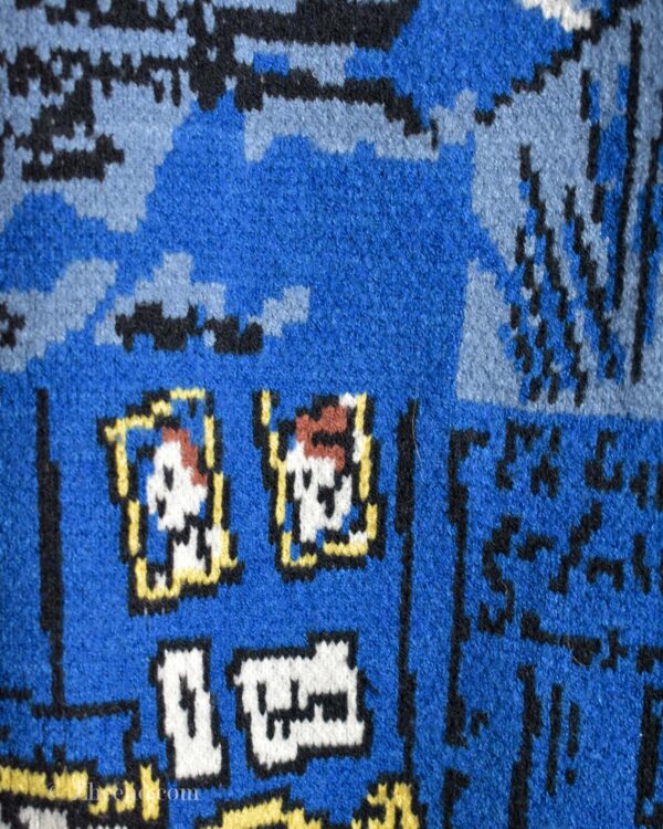 بافت وینتیج آبی طرح دار YWFG