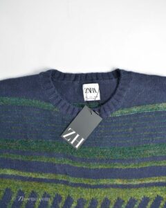 بافت وینتیج دورنگ سرمه ای سبز Zara