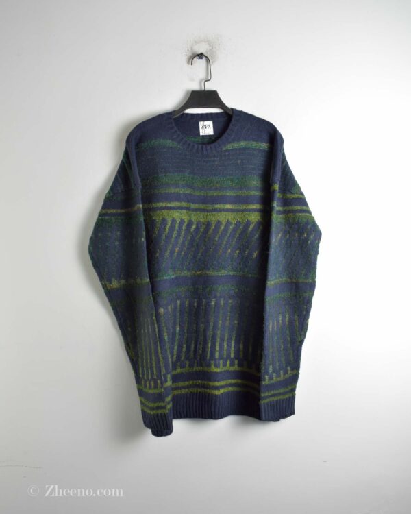 بافت وینتیج دورنگ سرمه ای سبز Zara