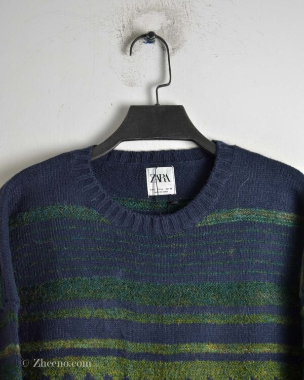 بافت وینتیج دورنگ سرمه ای سبز Zara