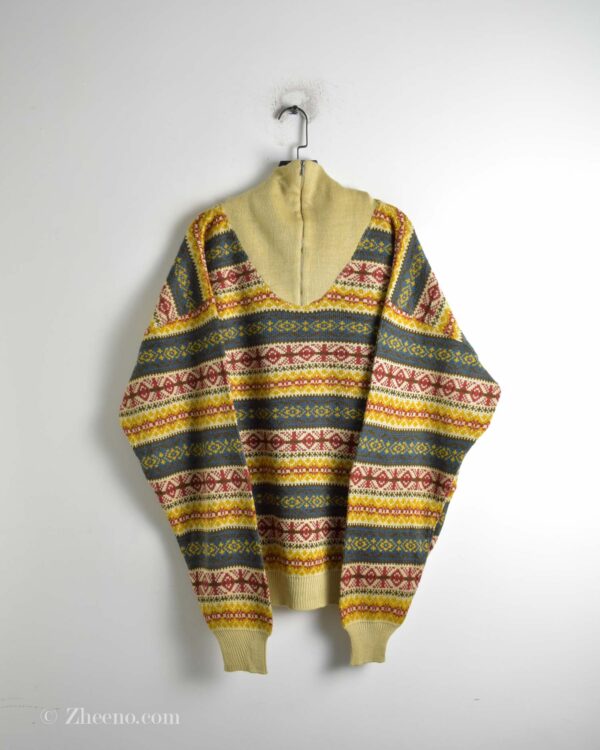 نیم زیپ وینتیج چند رنگ طرح دار