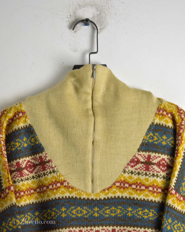 نیم زیپ وینتیج چند رنگ طرح دار