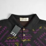 بافت وینتیج بنفش مشکی یقه دار