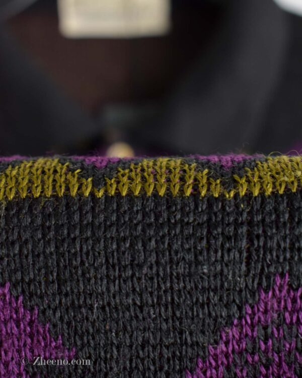 بافت وینتیج بنفش مشکی یقه دار