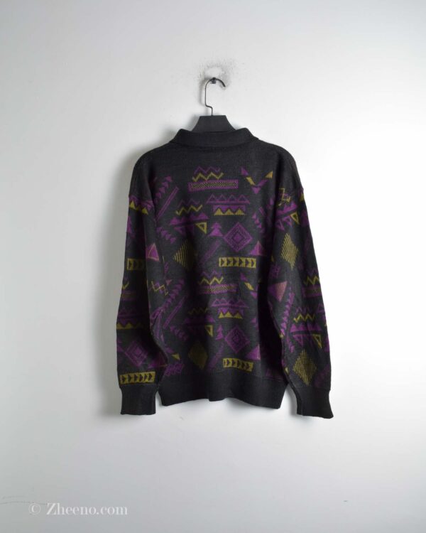 بافت وینتیج بنفش مشکی یقه دار