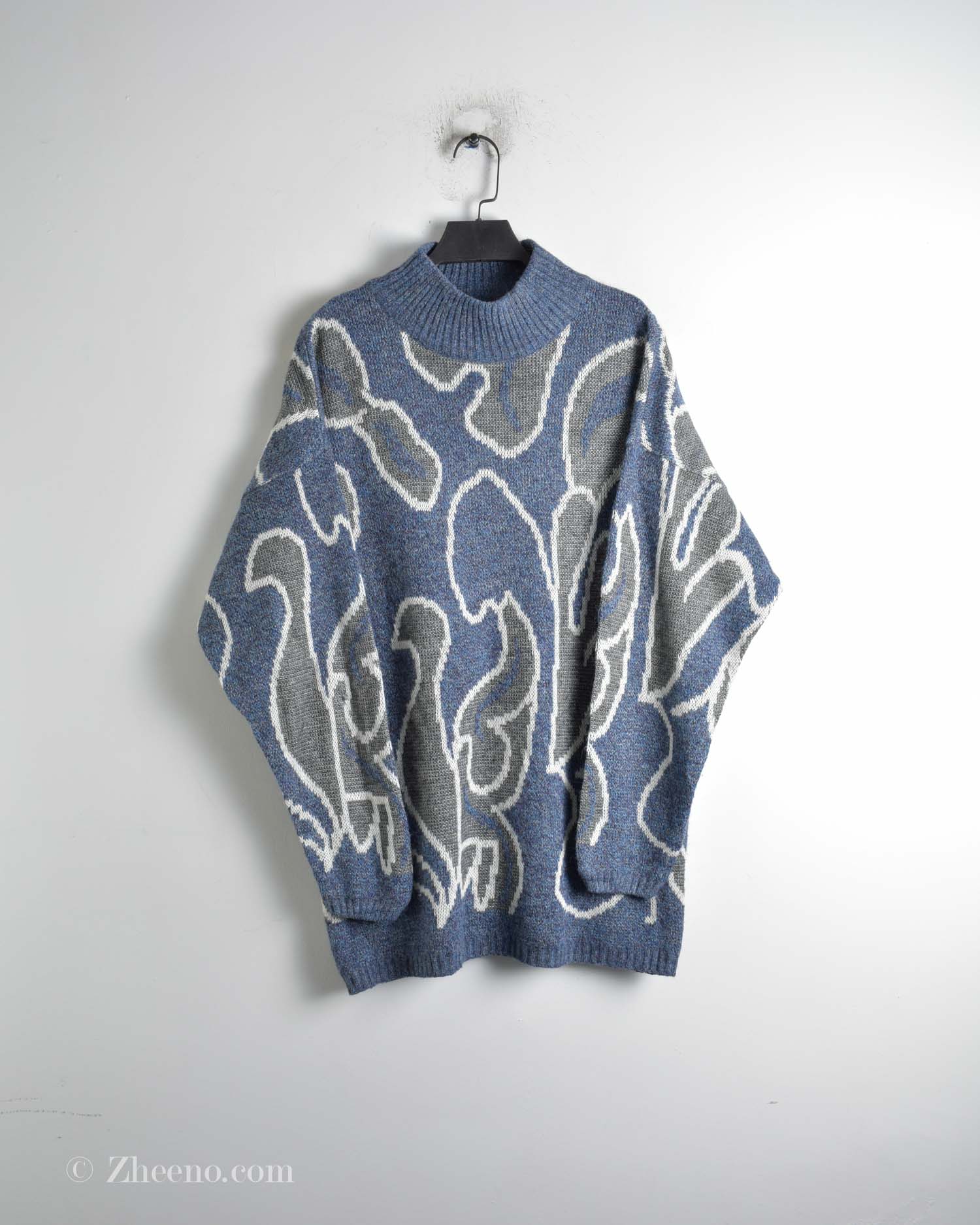 بافت وینتیج آبی طرح دار