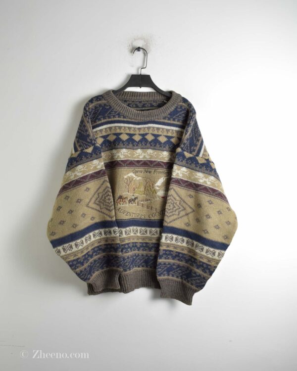 بافت وینتیج خاکی طرح دار