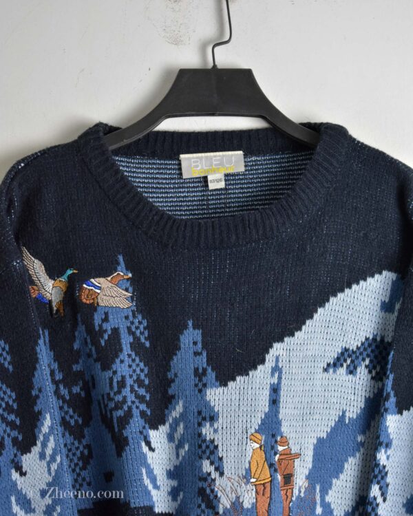 بافت وینتیج طرح دار Bleu