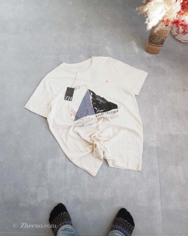 تیشرت نخی طرح دار کاهی Livergy