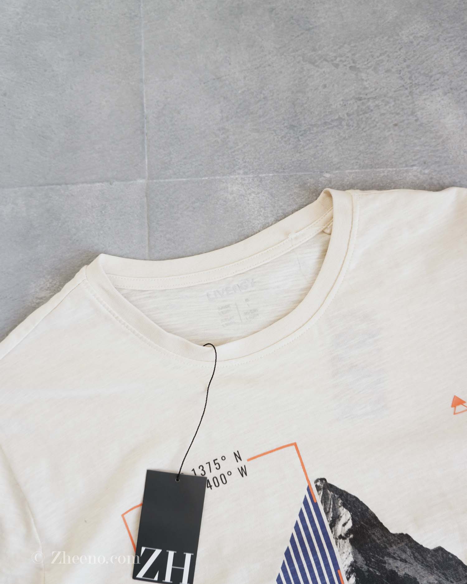 تیشرت نخی طرح دار کاهی Livergy