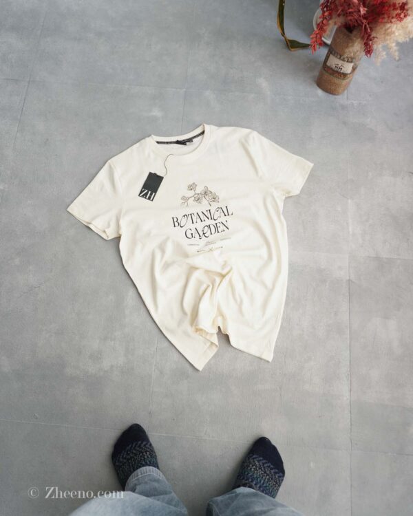 تیشرت کرم طرح دار Livergy