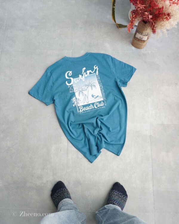 تیشرت سبزآبی طرح دار Livergy