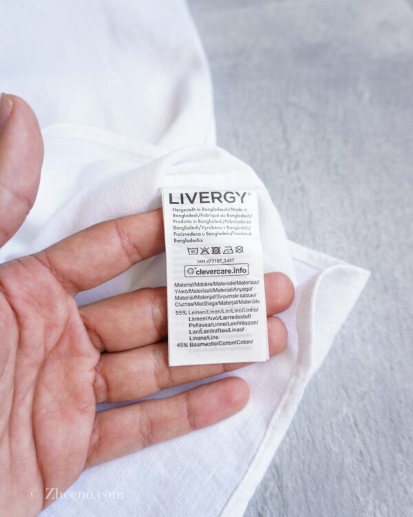 پیراهن لینن شیری ساده آستین کوتاه Livergy