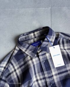 پیراهن نخی آستین بلند سرمه ای Jack& Jones