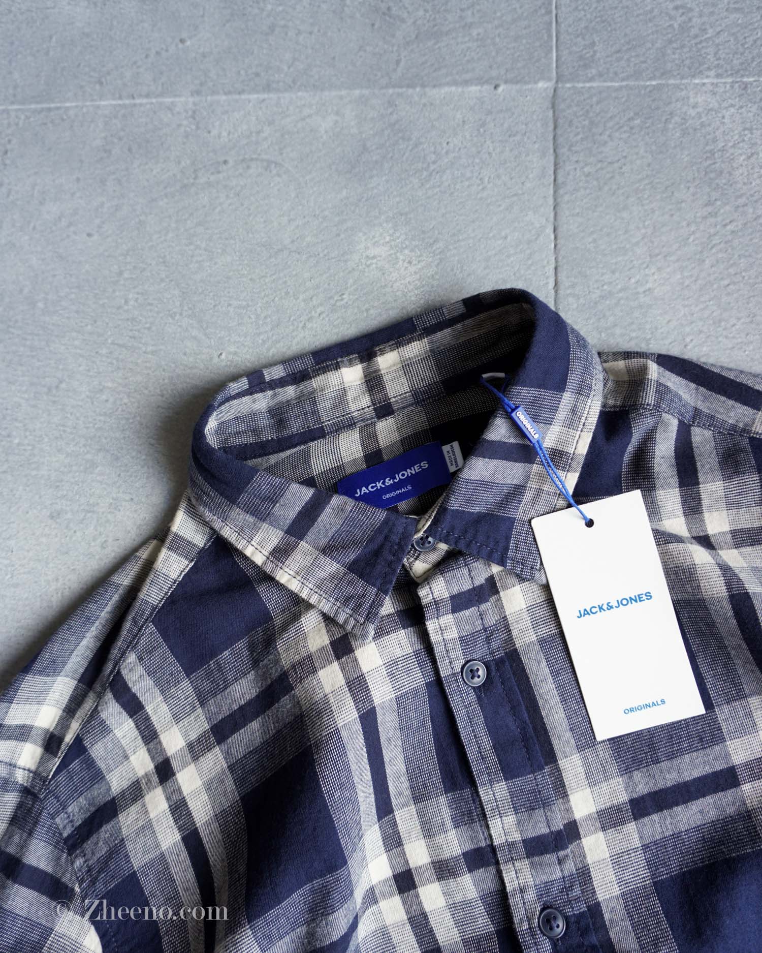 پیراهن نخی آستین بلند سرمه ای Jack& Jones