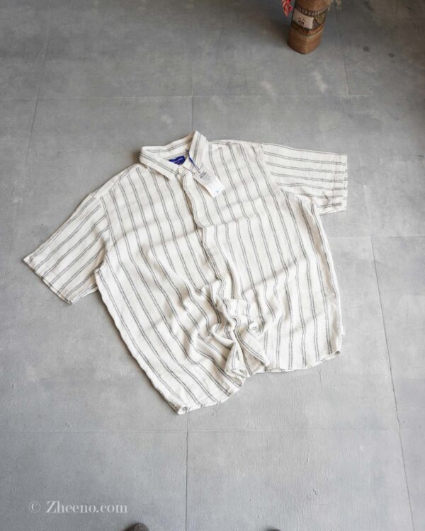پیراهن نخی طرح لینن سفید راه راه Jack&Jones