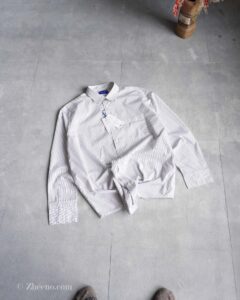 پیراهن نخی آستین بلند اورسایز سفید راه راه Jack&Jones